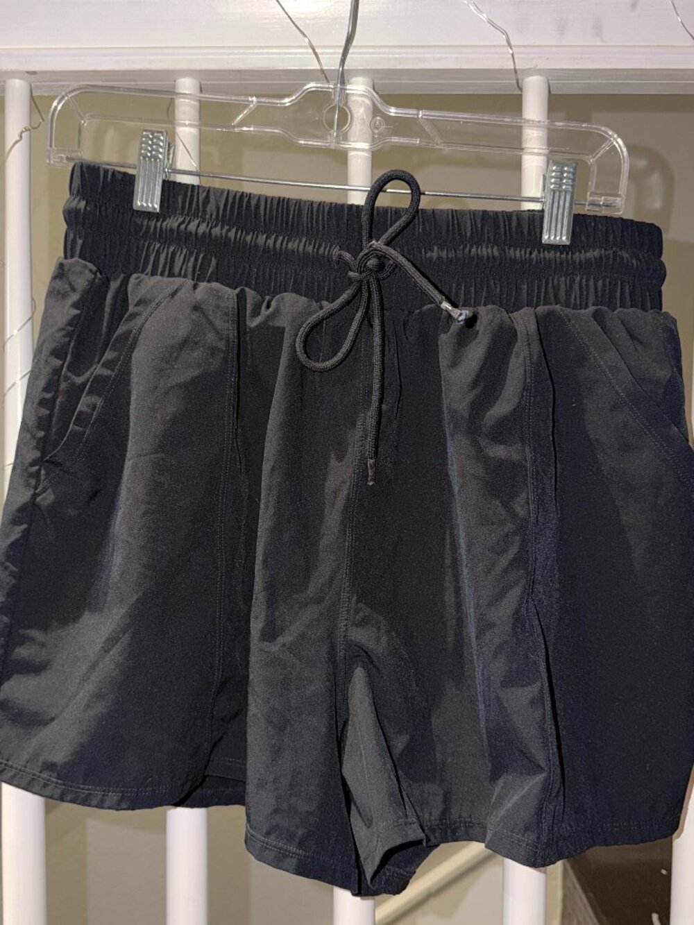 Black Athletic Shorts with Drawstring - L